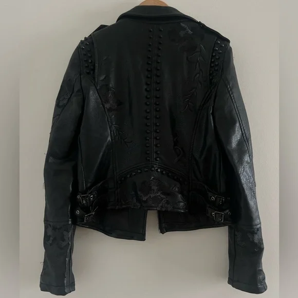 Vigoss Y2K floral embroidered studded faux leather jacket *excellent condition* - Picture 3 of 5